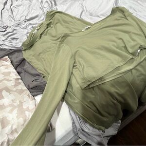 Reformation Sage Green Casual Top and Skirt Set S